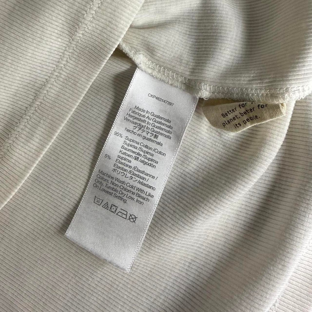 Marewell White Cotton Ribbed Basic CrewneckT-shir… - image 4